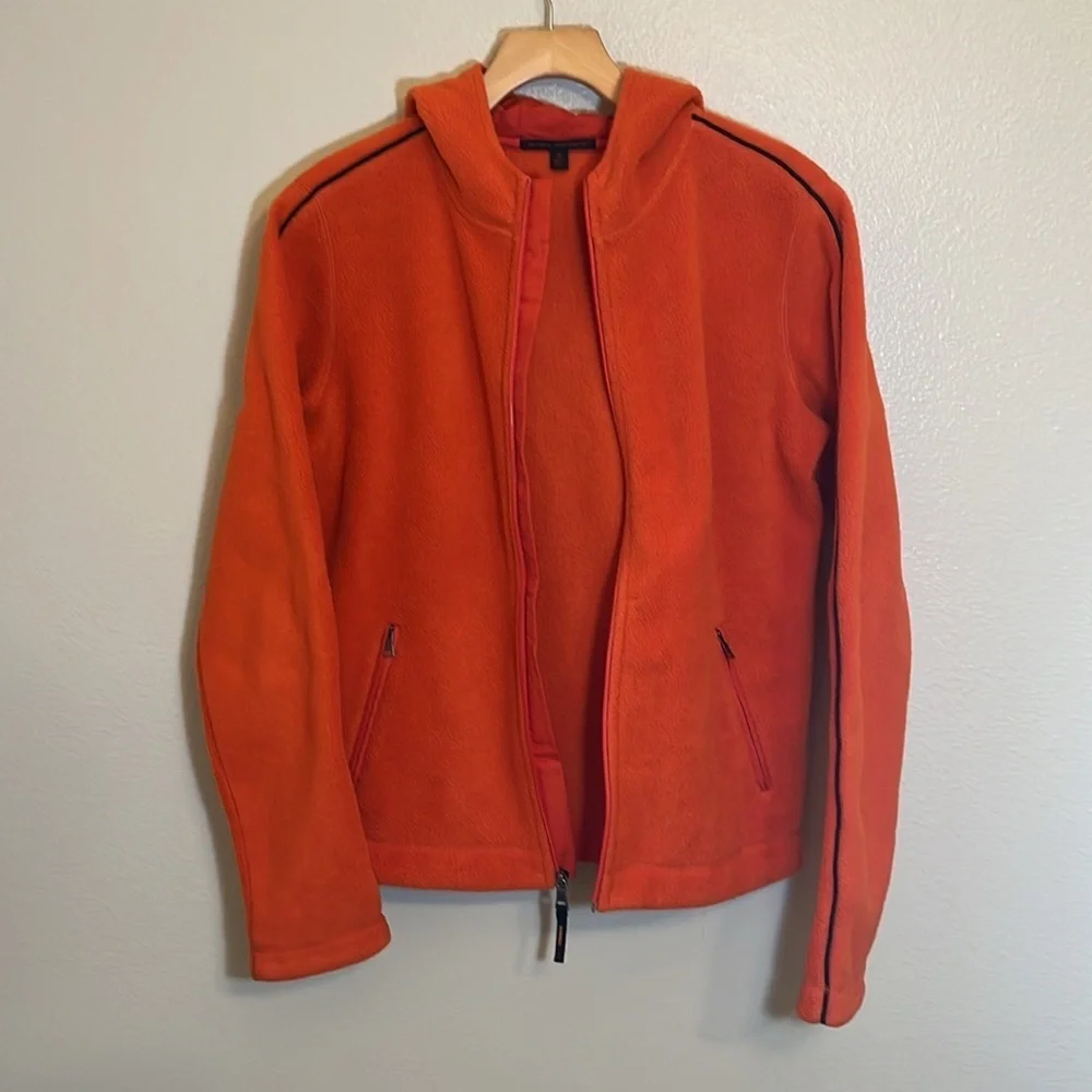 Banana Republic Orange Fleece Zip Hooded Jacket